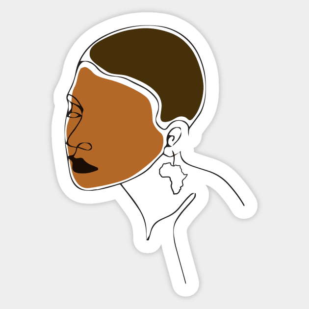 Black Woman Portrait Line Art Sticker by Inogitna Designs